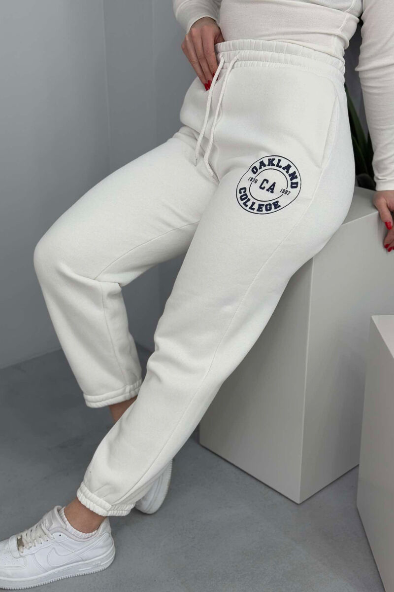 OAKLAND LOGO FLUFFY WOMEN SWEATPANTS WHITE-E BARDHE - 2