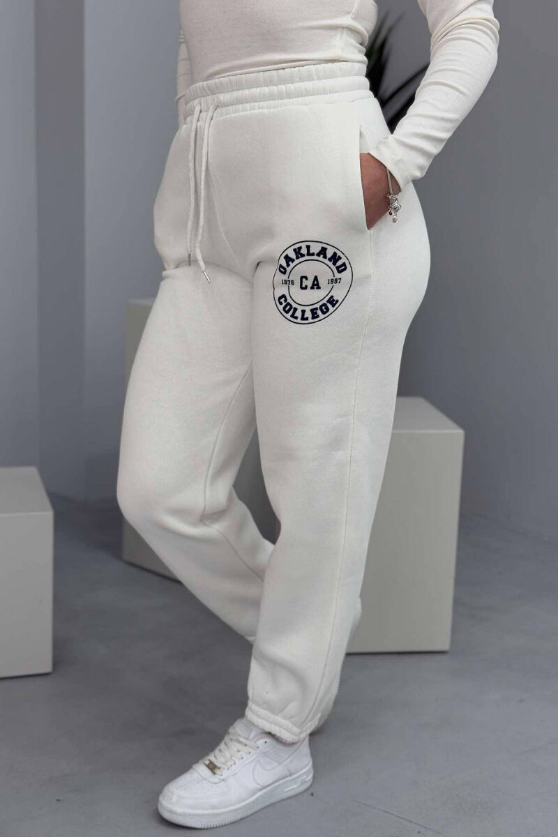 OAKLAND LOGO FLUFFY WOMEN SWEATPANTS WHITE-E BARDHE - 1