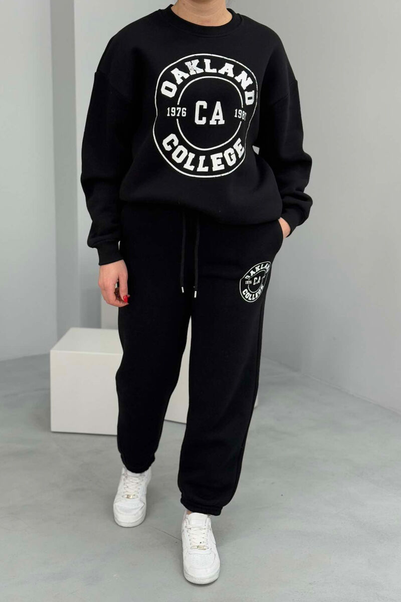 OAKLAND LOGO SWEATSHIRT+TROUSERS WOMEN SET BLACK/ E ZEZE - 1