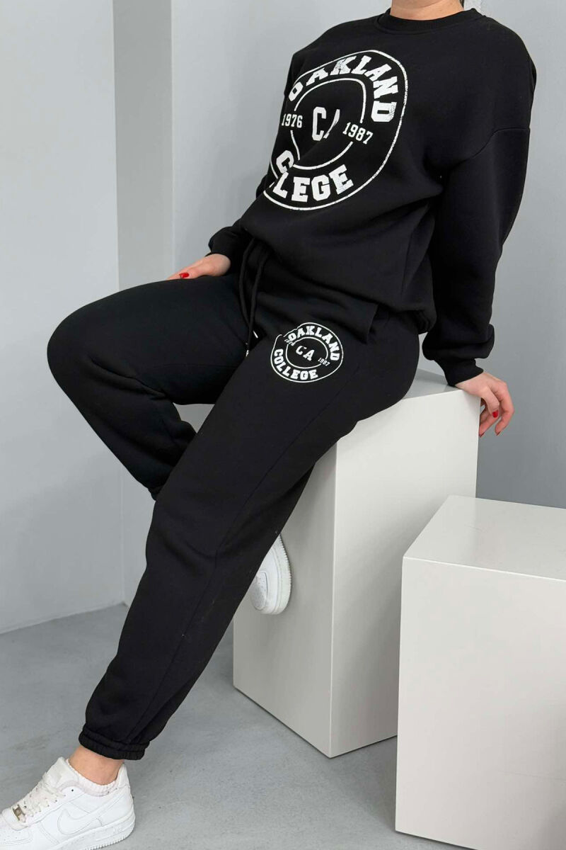 OAKLAND LOGO SWEATSHIRT+TROUSERS WOMEN SET BLACK/ E ZEZE - 5