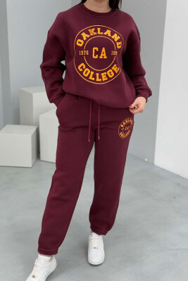 OAKLAND LOGO SWEATSHIRT+TROUSERS WOMEN SET BURGUNDY/VISHNJE 