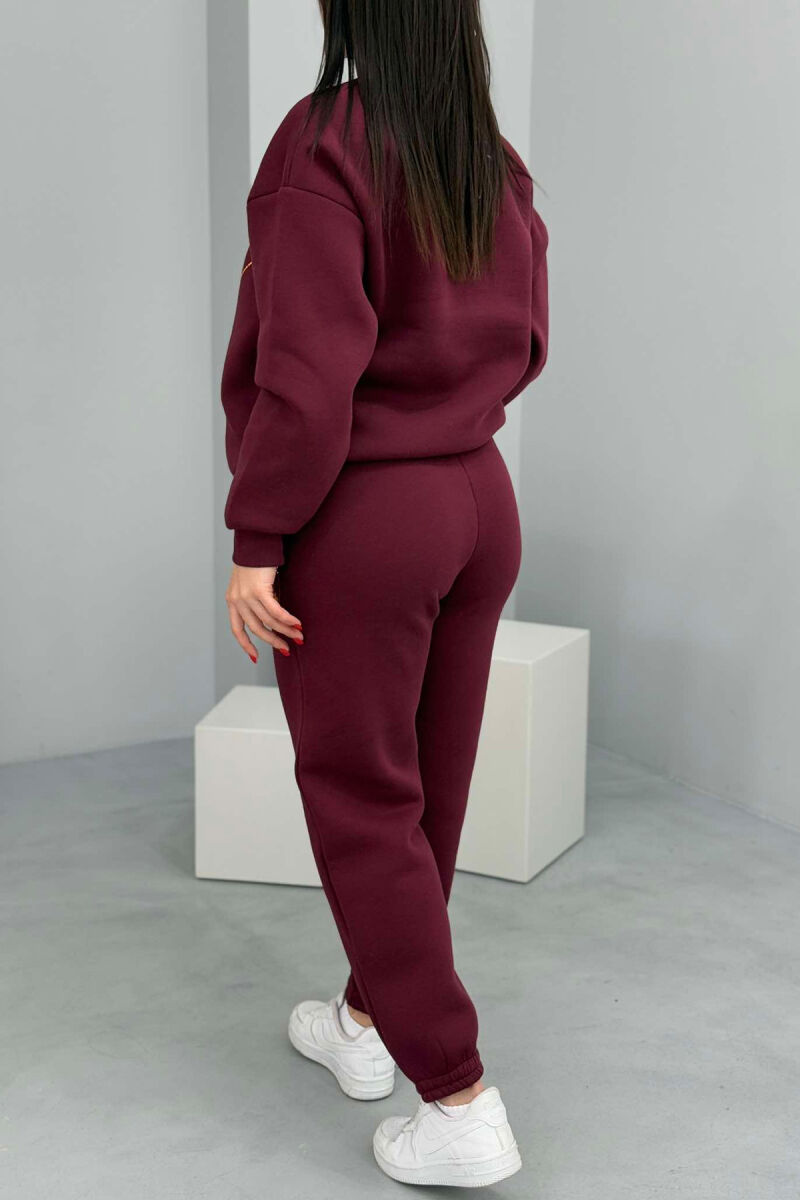 OAKLAND LOGO SWEATSHIRT+TROUSERS WOMEN SET BURGUNDY/VISHNJE - 3