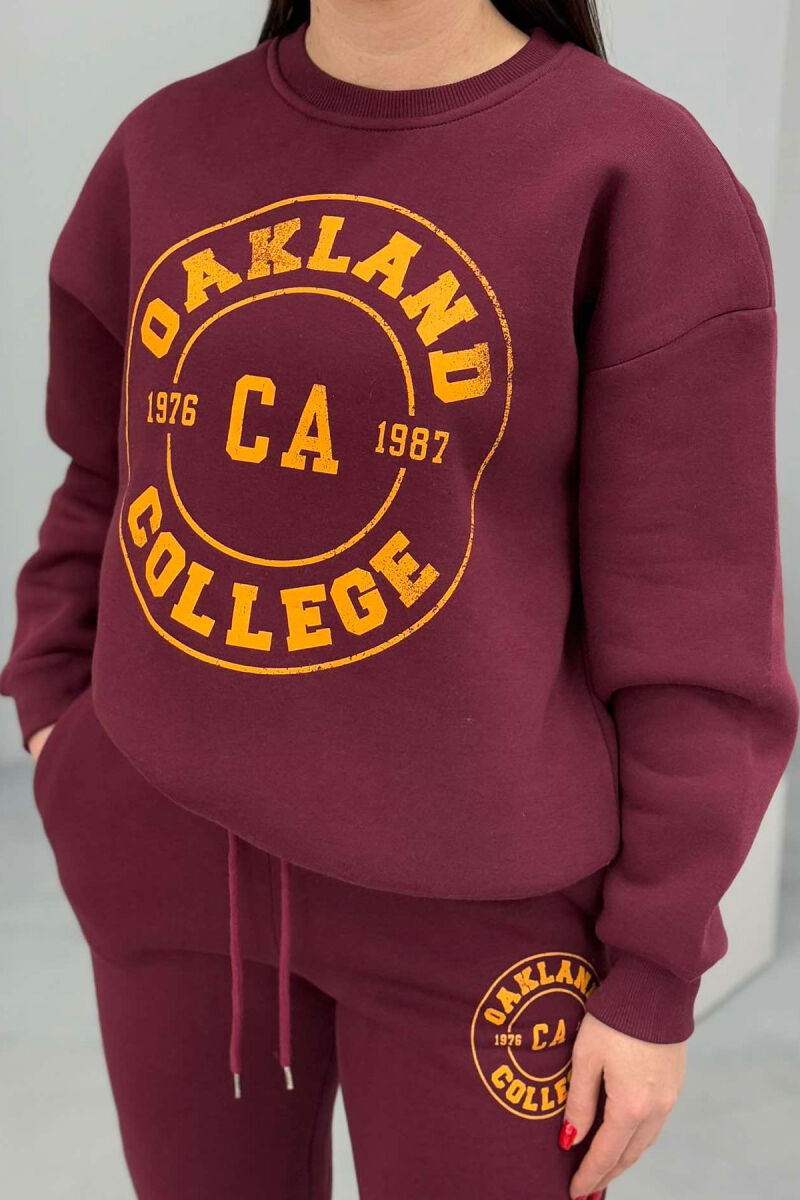 OAKLAND LOGO SWEATSHIRT+TROUSERS WOMEN SET BURGUNDY/VISHNJE - 4