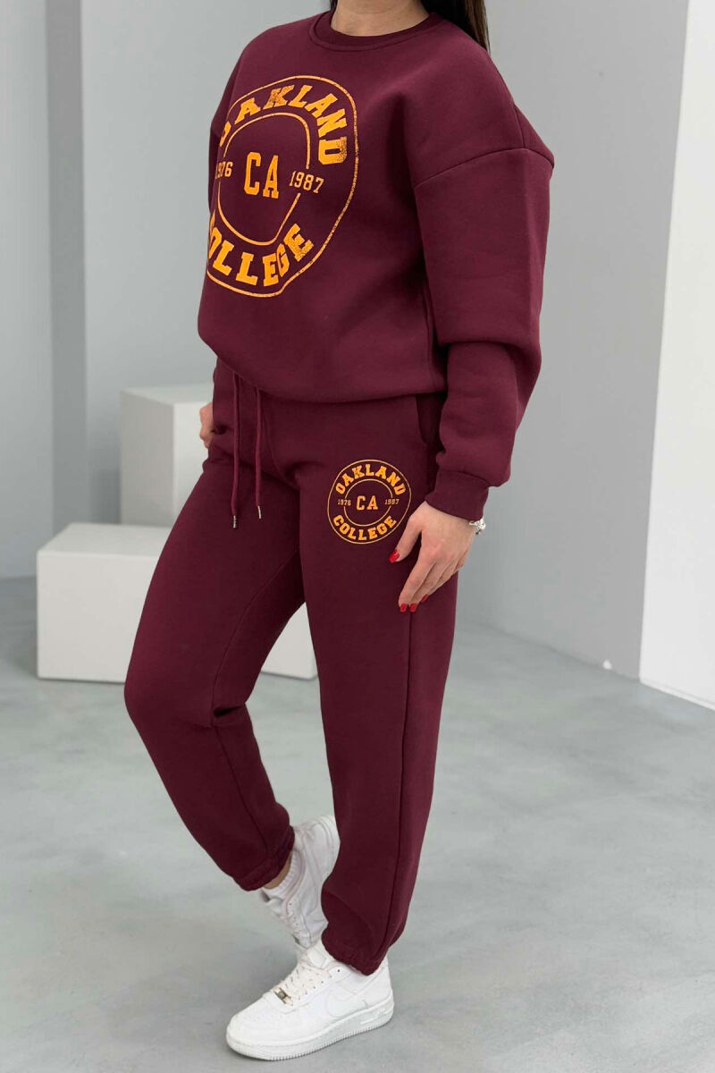 OAKLAND LOGO SWEATSHIRT+TROUSERS WOMEN SET BURGUNDY/VISHNJE - 6