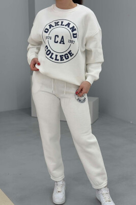 OAKLAND LOGO SWEATSHIRT+TROUSERS WOMEN SET WHITE-E BARDHE 