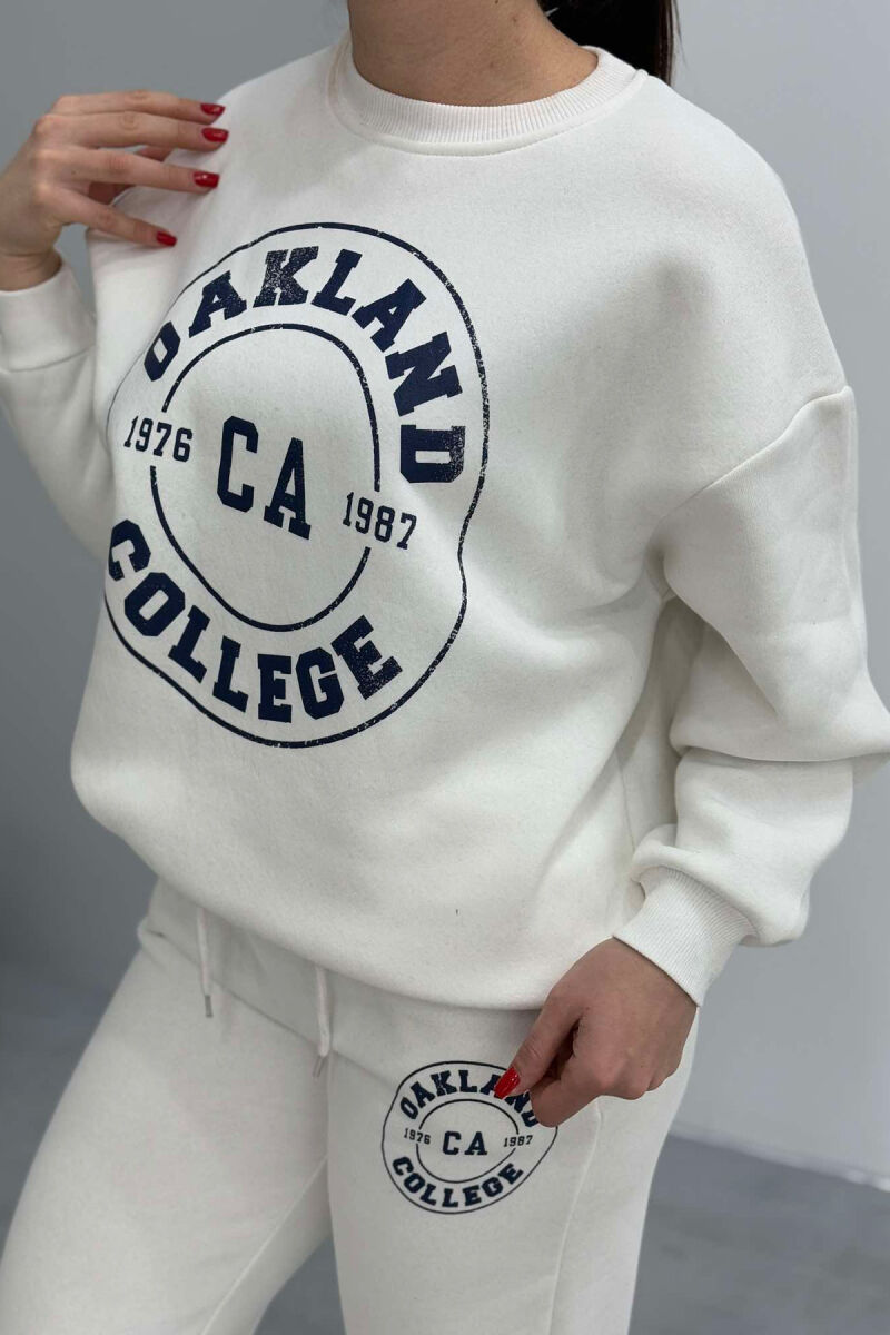 OAKLAND LOGO SWEATSHIRT+TROUSERS WOMEN SET WHITE-E BARDHE - 2