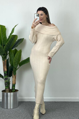 OFF SHOULDER LONG DRESS BEIGE/BEZHE 