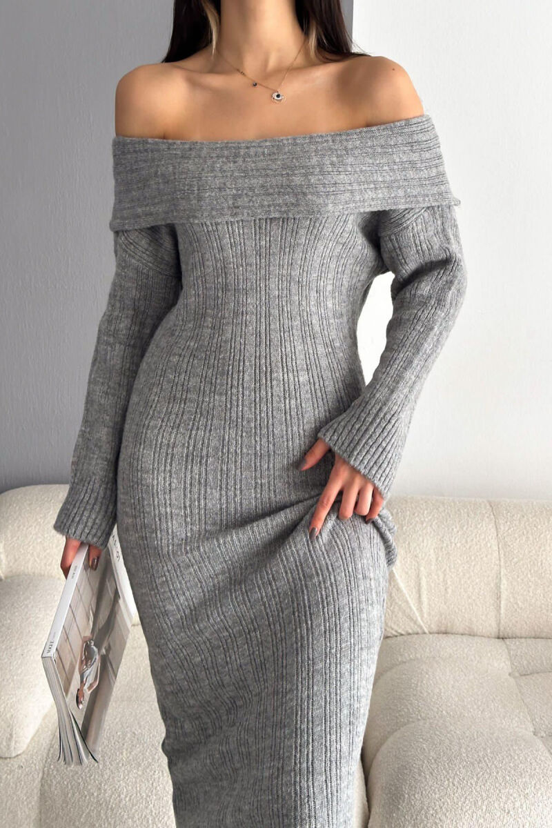 OFF SHOULDER LONG DRESS GREY/GRI - 2