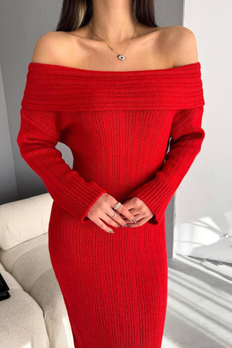 OFF SHOULDER LONG DRESS RED/E KUQE - 3