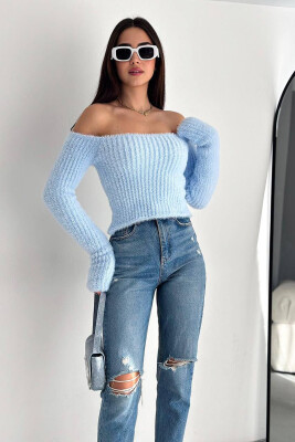 OFF SHOULDER ONE COLOR WOMAN BLOUSE BABY BLUE/BLU BY 