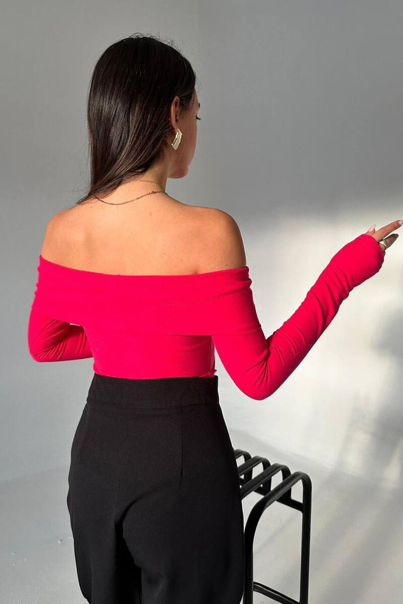 OFF SHOULDER ONE COLOR WOMAN CROP TOP FUCHSIA/CIKLAMI - 3