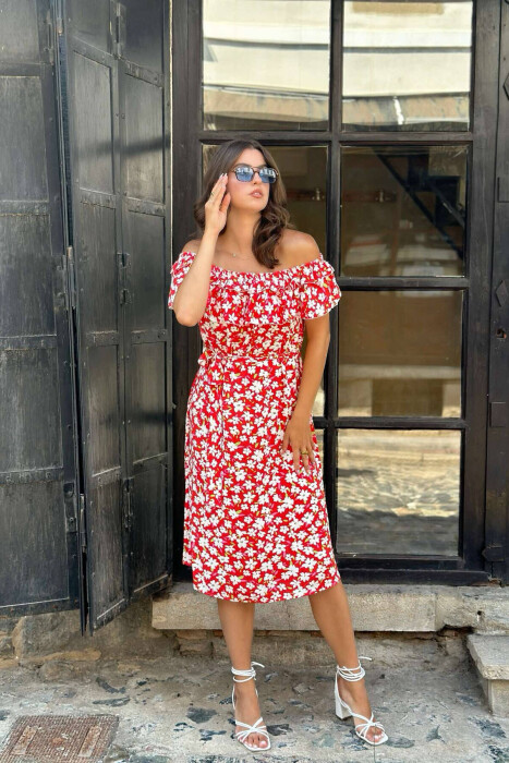 OFF SHOULDER WOMEN DRESS RED/E KUQE 