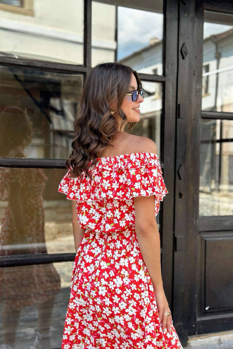 OFF SHOULDER WOMEN DRESS RED/E KUQE - 2