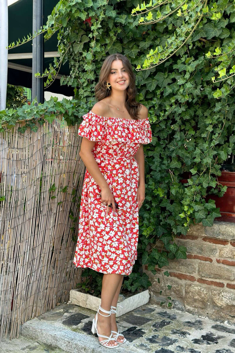OFF SHOULDER WOMEN DRESS RED/E KUQE - 4