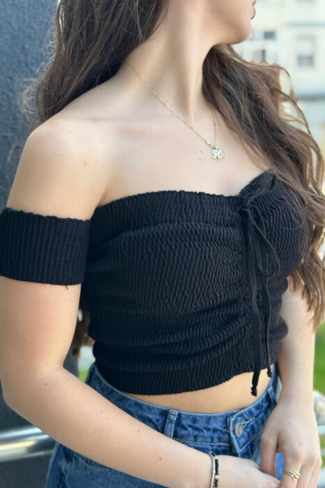 OFF SHOULDER WOMEN TANK TOPS BLACK/ E ZEZE - 2