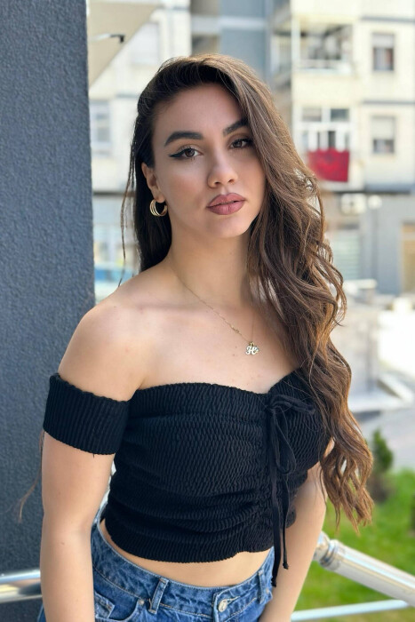 OFF SHOULDER WOMEN TANK TOPS BLACK/ E ZEZE - 3