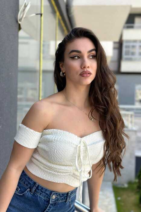 OFF SHOULDER WOMEN TANK TOPS CREAM/KREM 