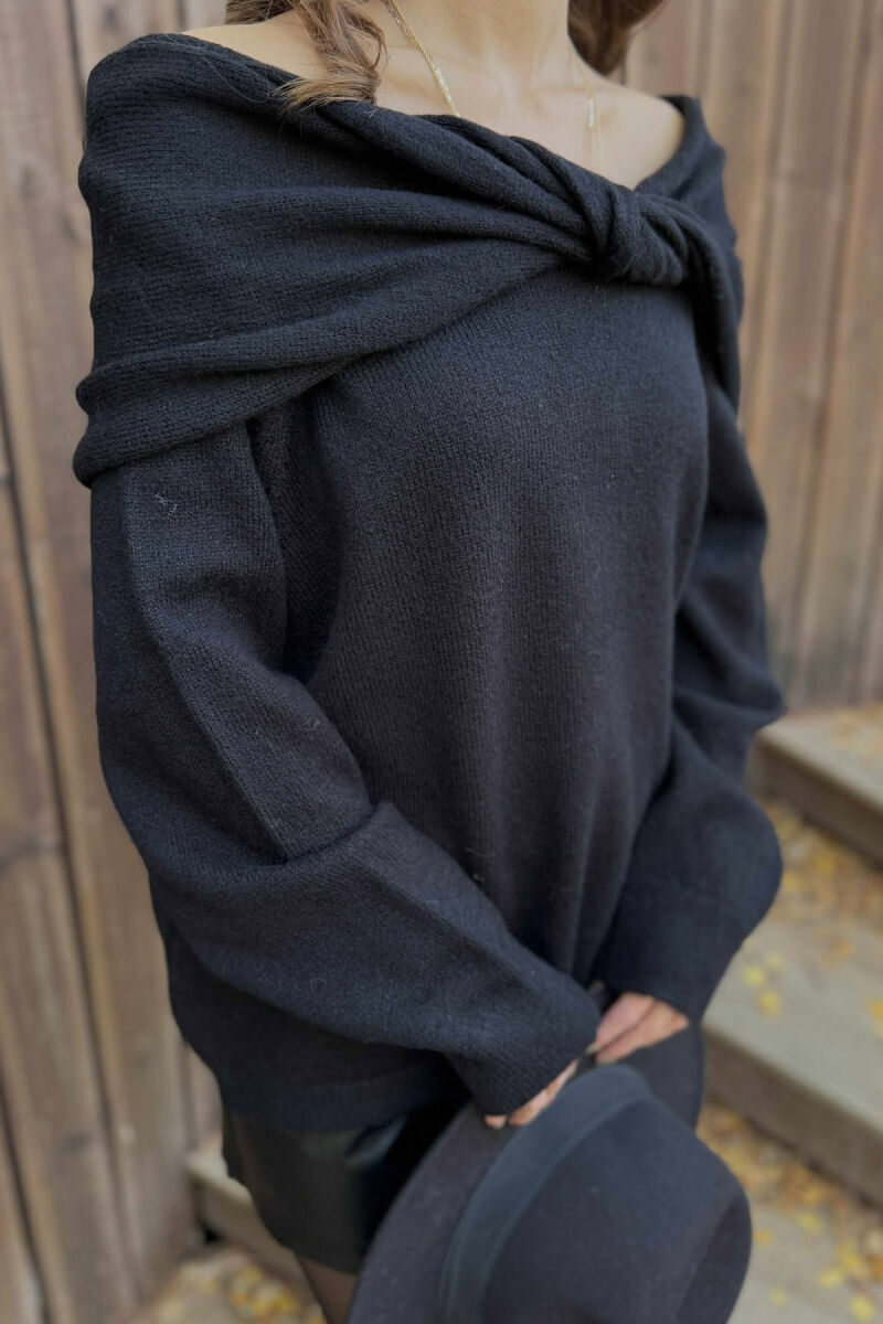 OFF SHOULDERS ONE COLOR WOMEN CARDIGAN BLACK/ E ZEZE - 5