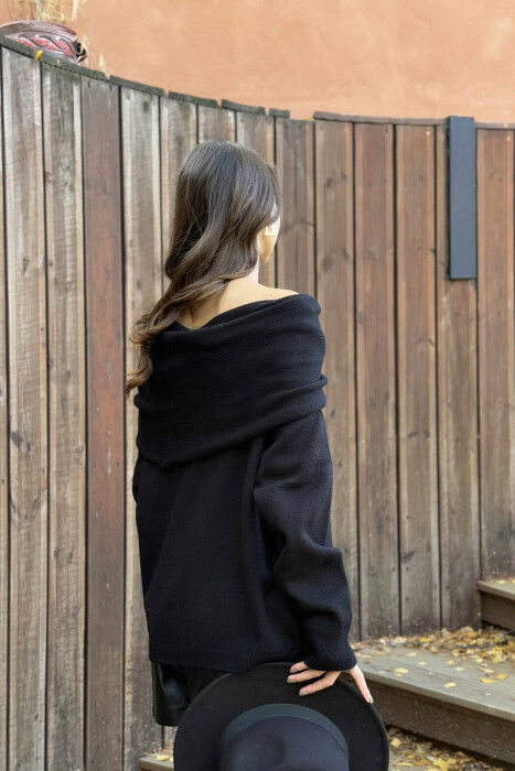 OFF SHOULDERS ONE COLOR WOMEN CARDIGAN BLACK/ E ZEZE - 4