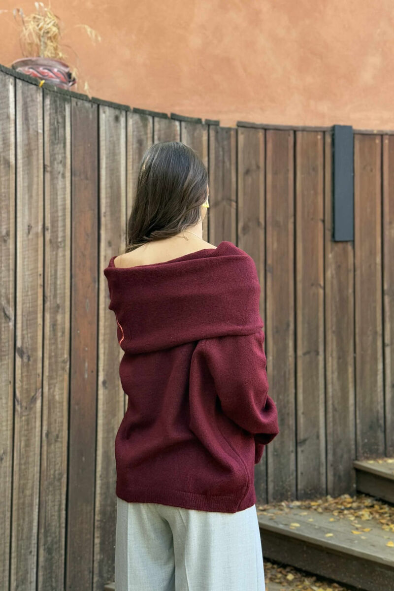 OFF SHOULDERS ONE COLOR WOMEN CARDIGAN BURGUNDY/VISHNJE - 3