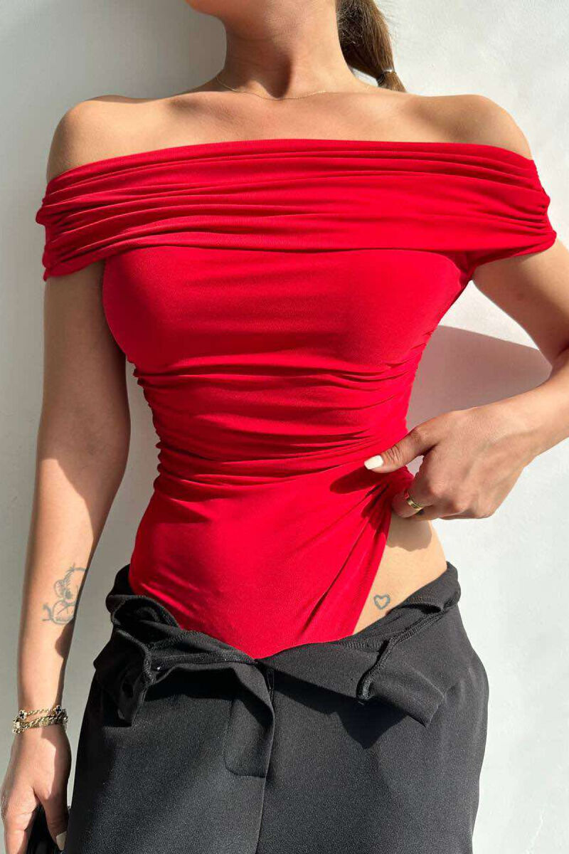 OFF THE SHOULDER ONE COLOR WOMEN BODY RED/E KUQE - 3