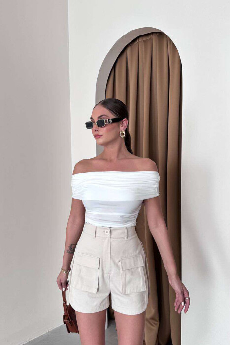 OFF THE SHOULDER ONE COLOR WOMEN BODY WHITE-E BARDHE 