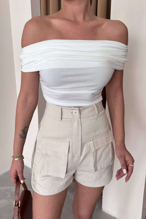 OFF THE SHOULDER ONE COLOR WOMEN BODY WHITE-E BARDHE - 3