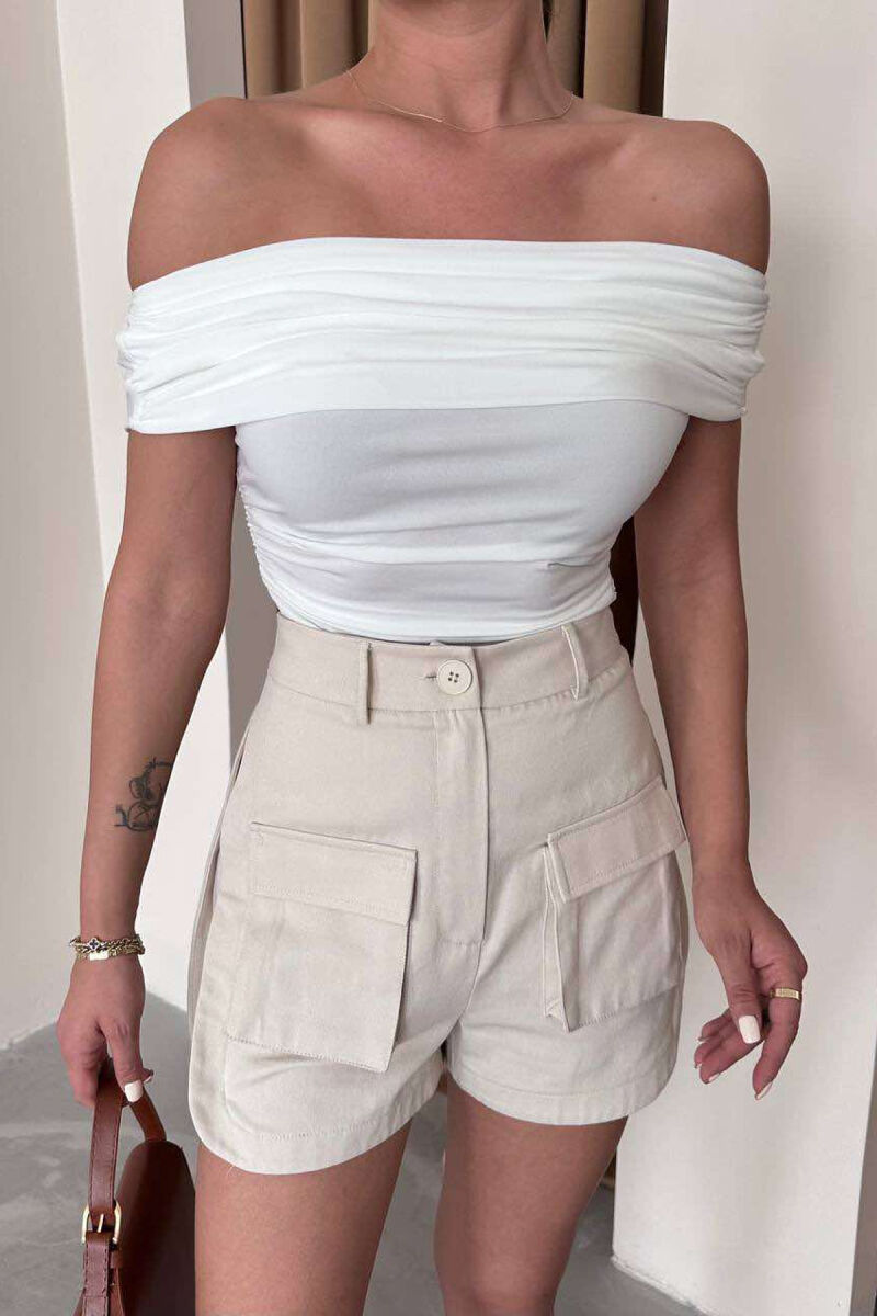 OFF THE SHOULDER ONE COLOR WOMEN BODY WHITE-E BARDHE - 3
