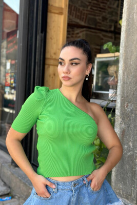 ONE ARM SIMPLE WOMAN TOP LIGHT GREEN/JEZB - KLAUDIO FASHION