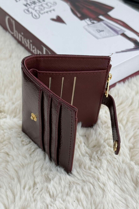 ONE BUTTON DETAIL WOMEN WALLET BURGUNDY/VISHNJE - 2