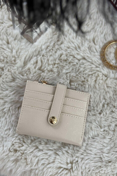 ONE BUTTON DETAIL WOMEN WALLET CREAM/KREM 