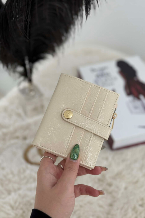 ONE BUTTON DETAIL WOMEN WALLET CREAM/KREM - 4