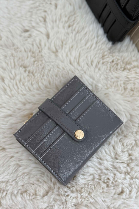 ONE BUTTON DETAIL WOMEN WALLET GREY/GRI 