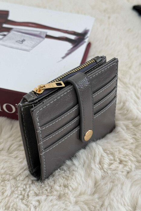 ONE BUTTON DETAIL WOMEN WALLET GREY/GRI - 2