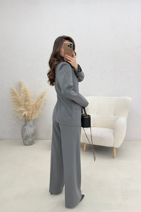 ONE BUTTON JACKET+TROUSERS CLASSIC WOMEN SET GREY/GRI - 4