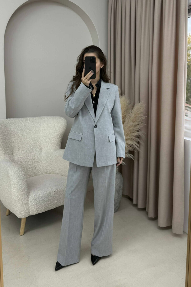 ONE BUTTON JACKET+TROUSERS CLASSIC WOMEN SET LIGHT GREY/GZ - 3