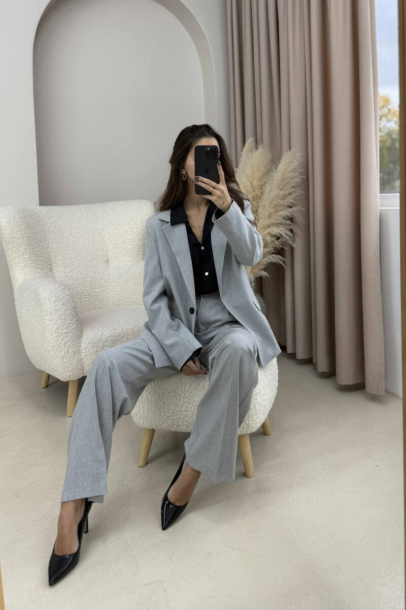 ONE BUTTON JACKET+TROUSERS CLASSIC WOMEN SET LIGHT GREY/GZ - 2