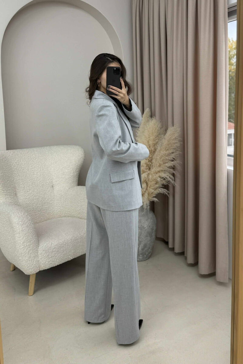 ONE BUTTON JACKET+TROUSERS CLASSIC WOMEN SET LIGHT GREY/GZ - 4