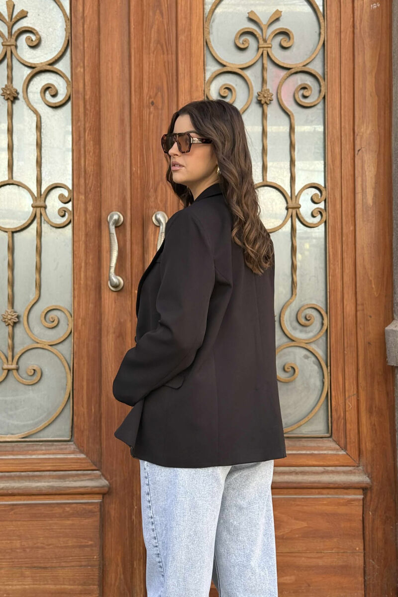 ONE BUTTON ONE COLOR SIMPLE WOMAN JACKET BLACK/ E ZEZE - 4