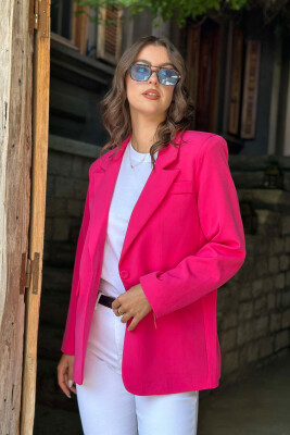 ONE BUTTON ONE COLOR SIMPLE WOMAN JACKET FUCHSIA/CIKLAMI 