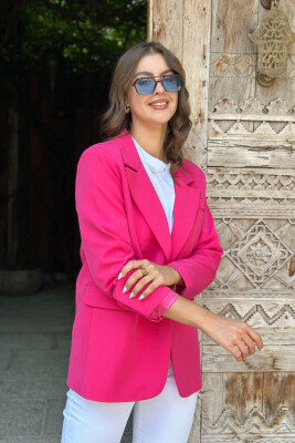 ONE BUTTON ONE COLOR SIMPLE WOMAN JACKET FUCHSIA/CIKLAMI - 3