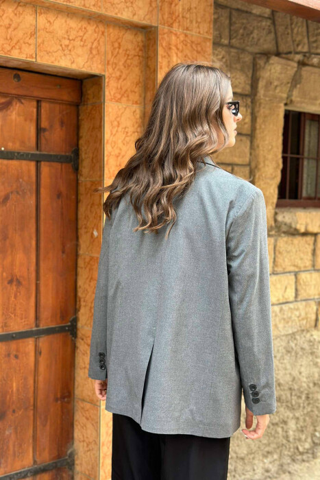 ONE BUTTON PRIMER ONE COLOR WOMAN JACKET DARK GREY/GEE - 3