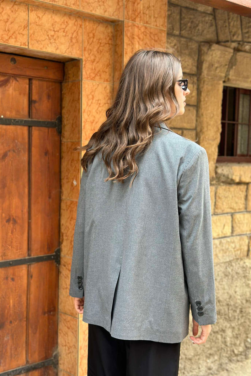 ONE BUTTON PRIMER ONE COLOR WOMAN JACKET DARK GREY/GEE - 3