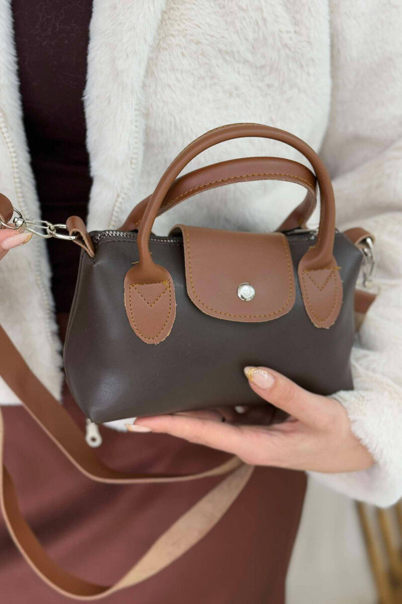 ONE BUTTON SMALL WOMEN BAG BROWN/KAFE - 3