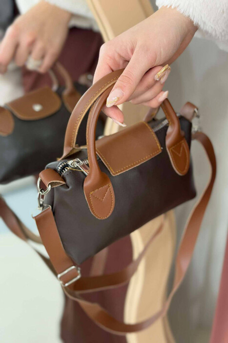 ONE BUTTON SMALL WOMEN BAG BROWN/KAFE - 4