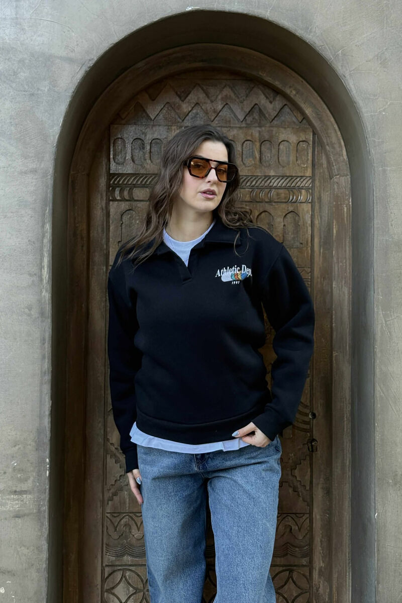 ONE COLOR ATHLETIC WOMEN SWEATSHIRT BLACK/ E ZEZE - 2