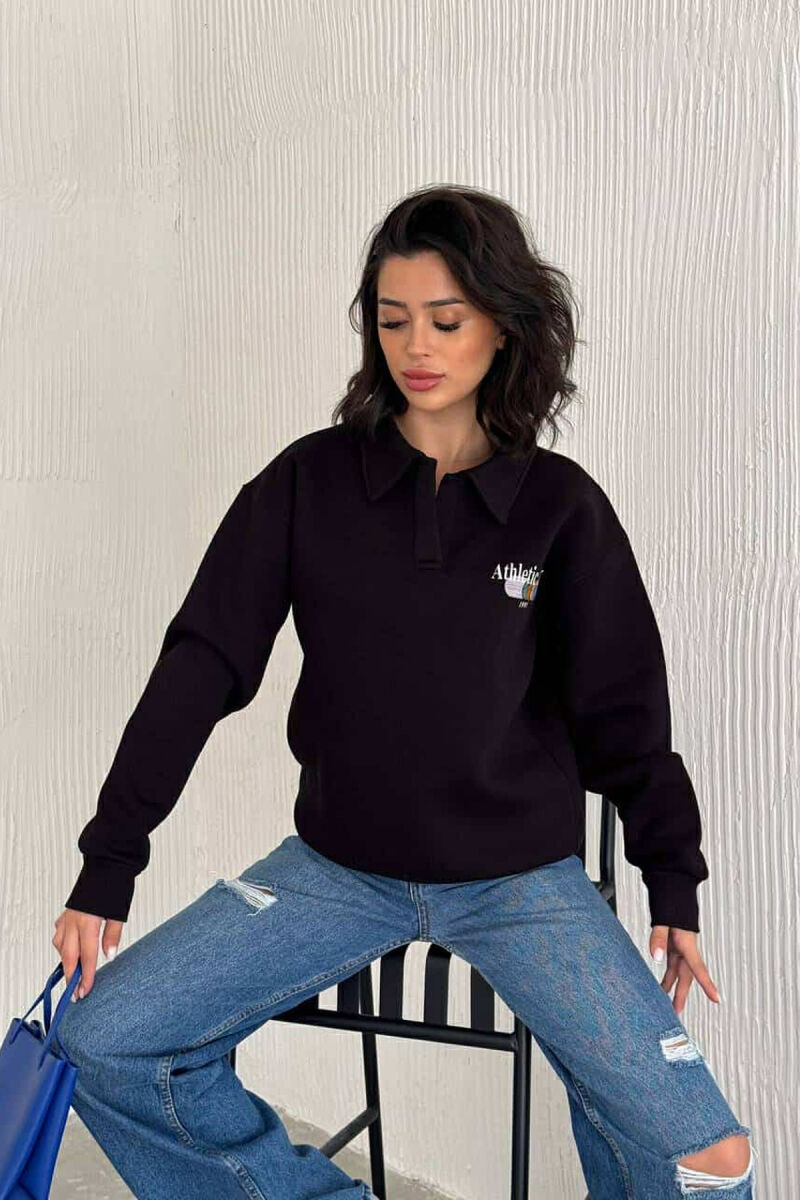 ONE COLOR ATHLETIC WOMEN SWEATSHIRT BLACK/ E ZEZE - 1