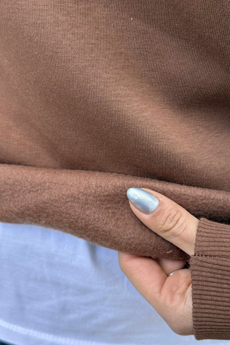 ONE COLOR ATHLETIC WOMEN SWEATSHIRT BROWN/KAFE - 4