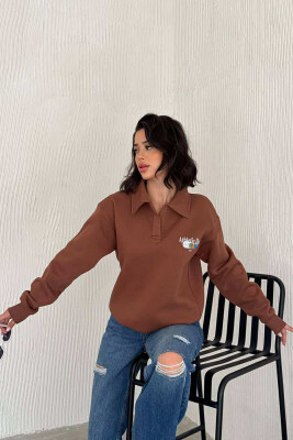 ONE COLOR ATHLETIC WOMEN SWEATSHIRT BROWN/KAFE 