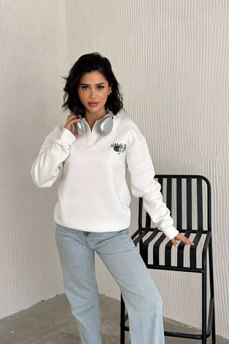 ONE COLOR ATHLETIC WOMEN SWEATSHIRT WHITE-E BARDHE - 1